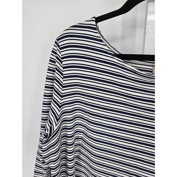 Chico's Womens Navy & White Stripe Rayon Blend 3/4 Sleeve Pullover Blouse Size 3 - Picture 3 of 4